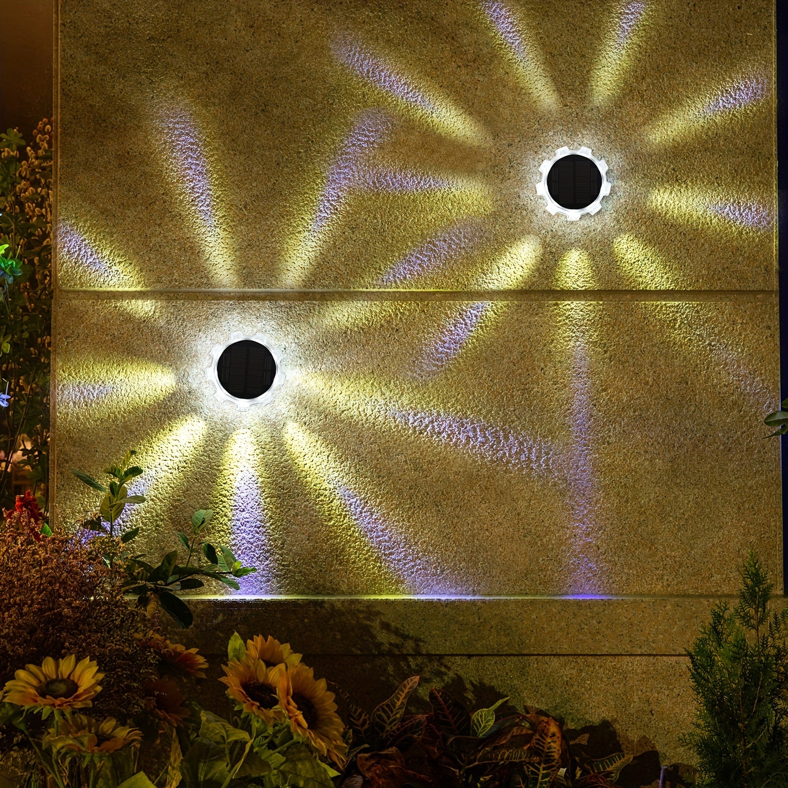 2-Pack Solar Wall Light Outdoor, LED Wall Mount Light, 9-LED Courtyard Light Fixture, Suitable for Garden, Patio, Courtyard, Deck, Fence, Garage