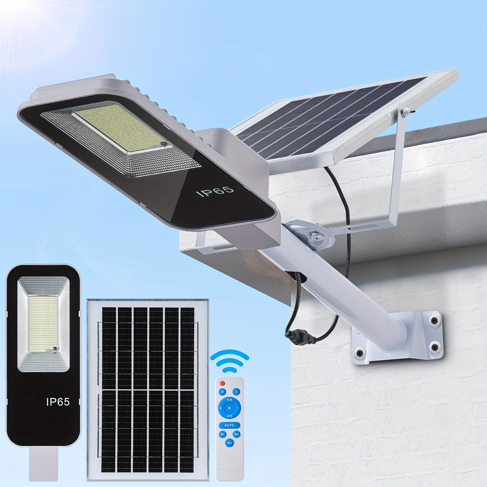 1/2/4pcs Solar LED Street Light, with Remote Control, 1926 LEDs, 6000mAh Solar Powered, 6500K Auto On/Off Sensor, Detachable Panel and Easy to Install for Garden, Pathway, Garage, Yard, Outdoor Light Solar Powered, Outdoor Wall Light