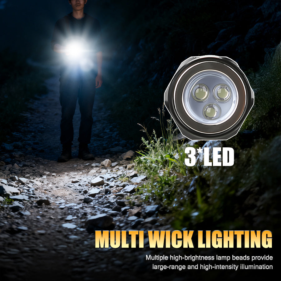 2025 New LED Flashlight, Telescopic Triple Lamp Head, Freely Adjustable Angle, Type-C Charging, Strong Magnetic Metal Clip, Super Bright Work Light Handheld Flashlight, Emergency Light with Scale Ruler
