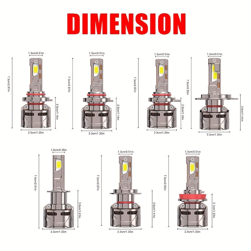 2 S&D LED Car Headlight Bulbs, Compatible with H4/9003/HB2 H7 H8 H9 H11, 7500K, Error-Free Canbus, Aluminum, 12V/24V High Brightness 950% Super Bright, Suitable for Smart Driving, Plug-and-Play, for Motor Vehicles