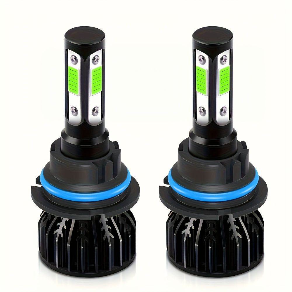 2 High/Low Beam Headlights, Luminous Intensity 30000 Lumens, 8000K Ice Blue Light, Equipped with 4 Side COB Chips, Including Models 9005/HB3, 9006/HB4, H4, H7, H11, H13, 9004 and 9007, No Battery Included