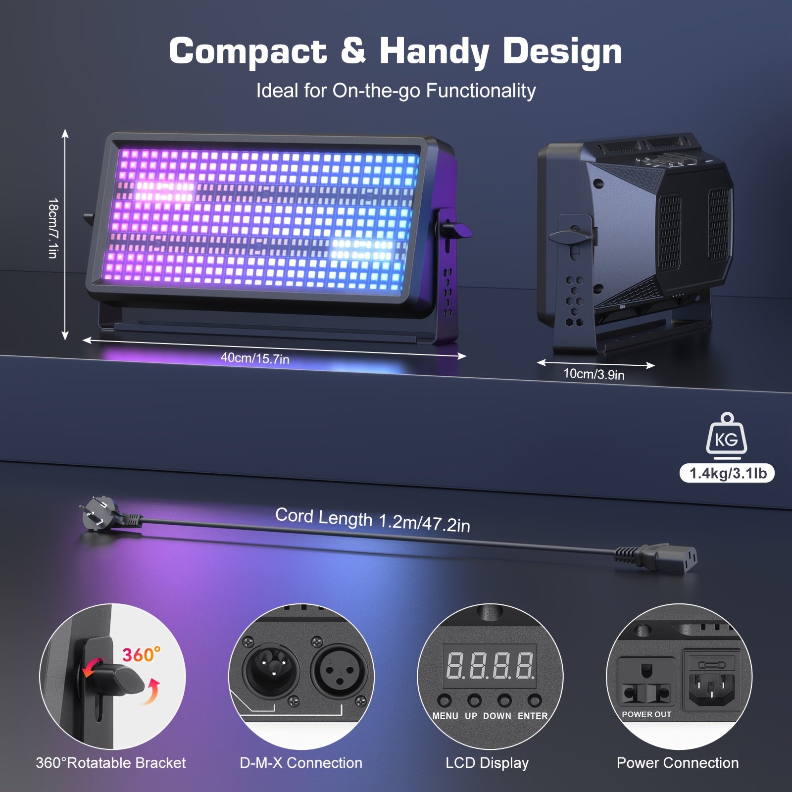 180W LED RGB Stage Light Bar Wall Washer Light Supports 4/11/165 Channel DMX Control RDM Function with Strobe Color Changing Flood Light Bar Suitable for Parties Discos Clubs Churches Birthdays Weddings