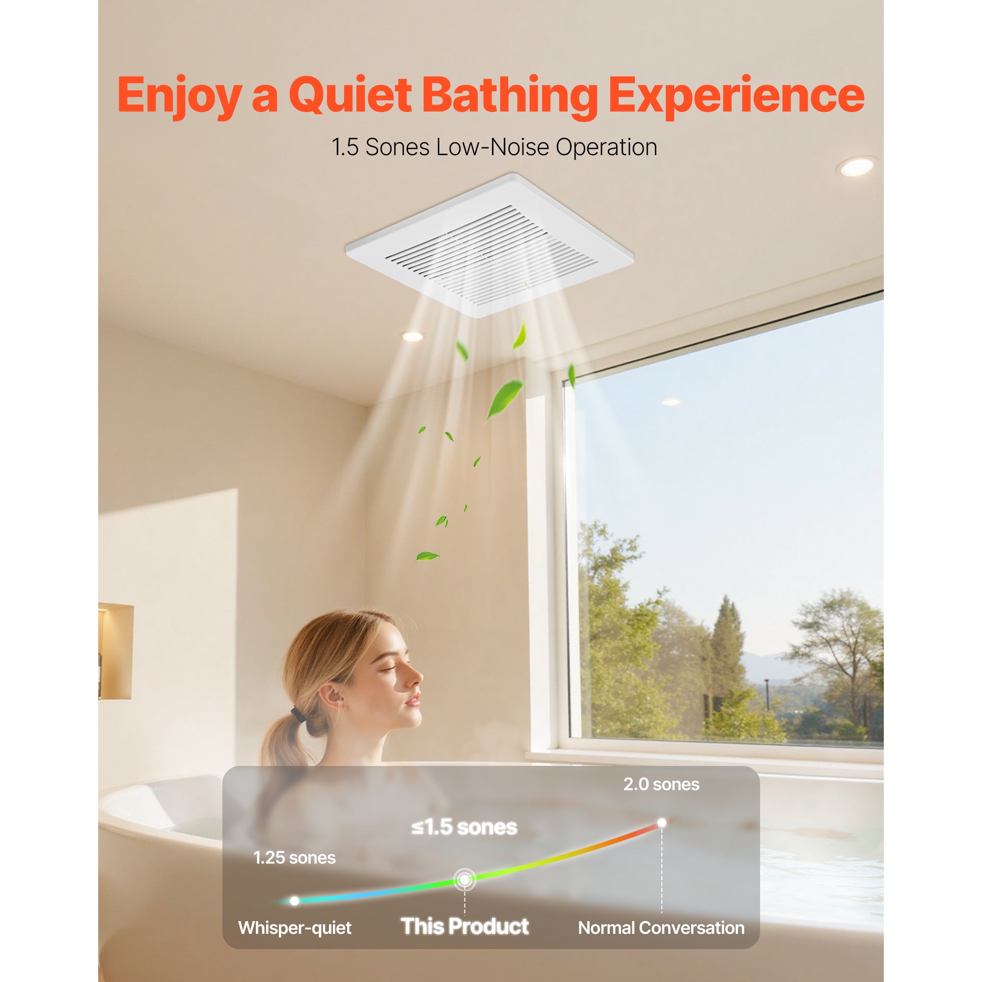 VEVOR Bathroom Exhaust Fan, 80 CFM Bathroom Ventilation, Low Noise, High-Quality Motor Ceiling Fan, Standard 4-Inch Duct Interface, Suitable for Laundry Rooms, Storage Rooms, Home Ventilation, White