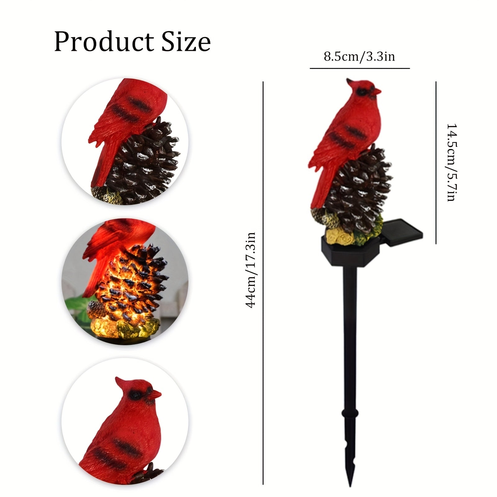 Solar Cardinal Pinecone Light, Outdoor Lawn Ground Insert Decoration, Courtyard Porch Ambiance Lighting, Warm Winter Landscape Light