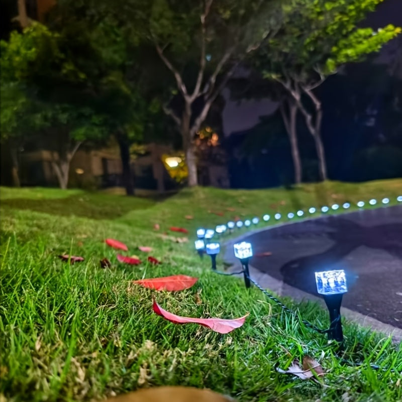 New / 8 Modes - High Brightness Solar Ice Cube Courtyard Decorative Light, Outdoor Glowing LED Light, Solar Outdoor Light, Ice Brick Light, IP44 Rated, Landscape Street Light, Lawn Ground Insert Light, 8 Modes, Festival Light, Garden Light