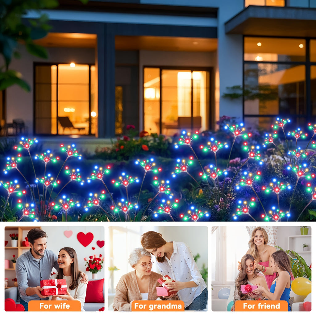 4-Pack Solar Garden Light Outdoor LED, Flickering Solar Fireworks Light, 2 Modes, Solar-Powered Decorative Swaying Light, Suitable for Courtyard, Walkway, Patio, Flower Bed, Camping, Party, Christmas Gift Decoration