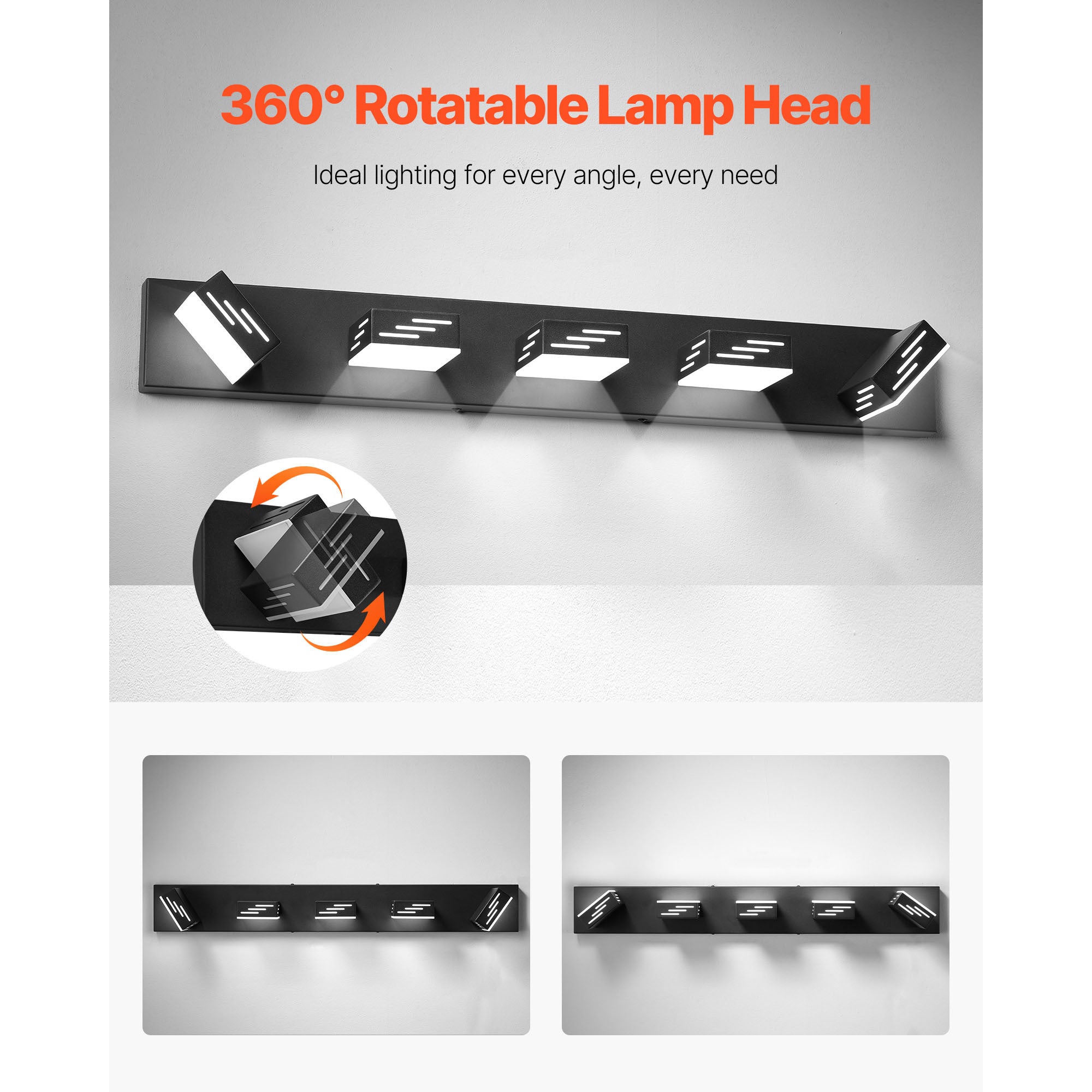 VEVOR 3/4/5/6-Light LED Modern Bathroom Wall Lamp 19.69/25.6/33.5/40.2-Inch Wall Light