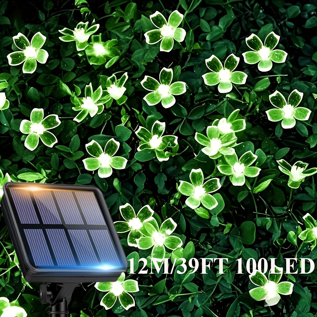 Solar Cherry Blossom String Light 100/50/20 LED Beads Flower Decorative Fairy Light Outdoor 8 Modes IPX4 Waterproof Fence Lawn Garden Trees Wedding Halloween Christmas Decorative Light