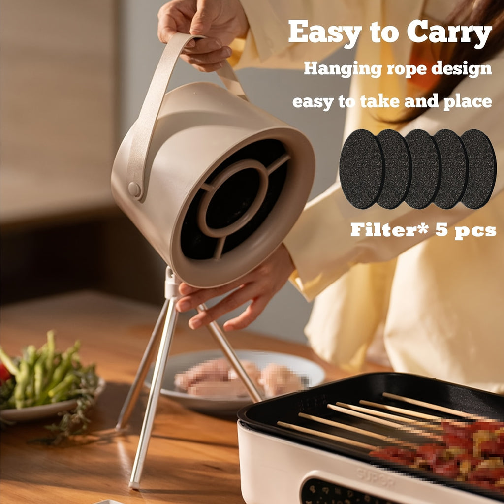 Mini Kitchen Range Hood – Portable 3-Speed Adjustable, Removable Filter Mesh, Oil Absorption, Mini Fan for Indoor Hot Pot & BBQ, Comes with 5/12/22 Filters