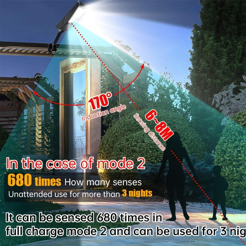 138 LED Solar Light with Remote Control, 3 Working Modes, Solar Street Light, Super Bright Outdoor IP65 Garden Solar Wall Light, Sensor Solar Light