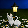 OTDECOR Romantic Swan Couple Outdoor Light Sculpture Set, Solar Resin Garden Decoration with LED Lanterns, Courtyard, Yard, Pathway and Backyard Decorative Animals, Fun Decoration for Weddings, Anniversaries and Garden Ambiance