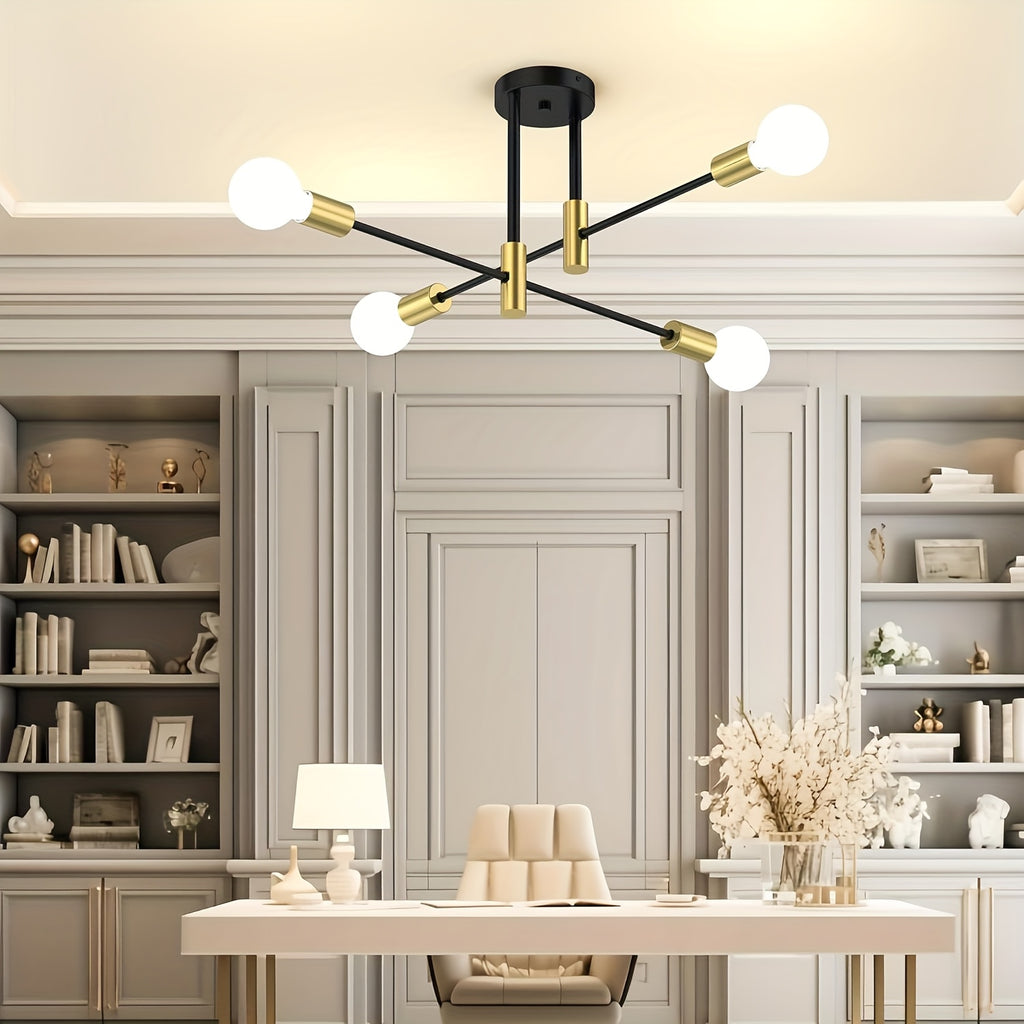 Modern 4-light fixture, metal semi-flush mount installation, suitable for dining room, bedroom and living room (bulb not included)