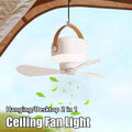 Multifunctional USB Fan Light, Dimmable Outdoor Camping Light, 3 Blades Design, 3 Speed Levels, Dual Use as Hanging & Desktop Lamp for Bedroom Living Room Kitchen Outdoor Tent
