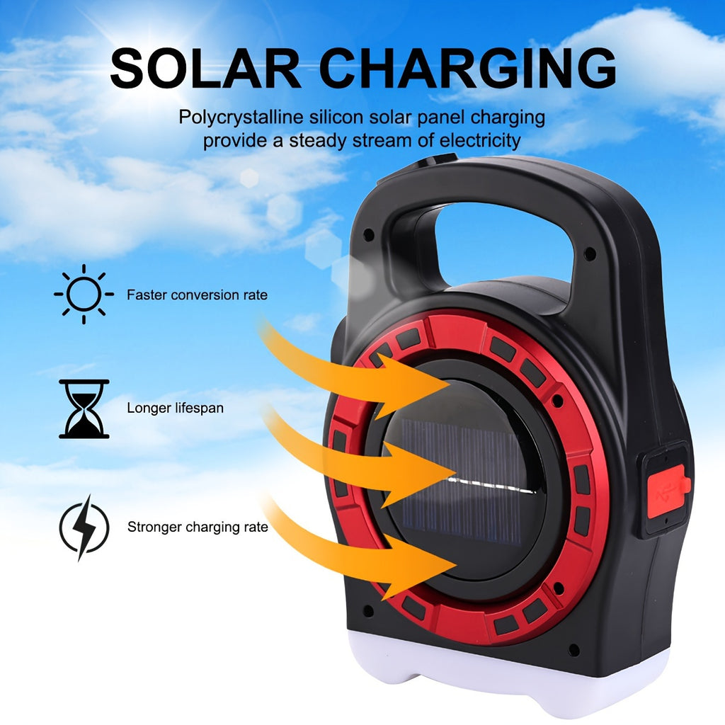 1Pc Multifunctional Outdoor Solar Handheld Light, Super Large COB Side Light, Camping Gear, Multiple Lighting Modes, Suitable for Adventure, Highway Emergency, Power Outage & Reading