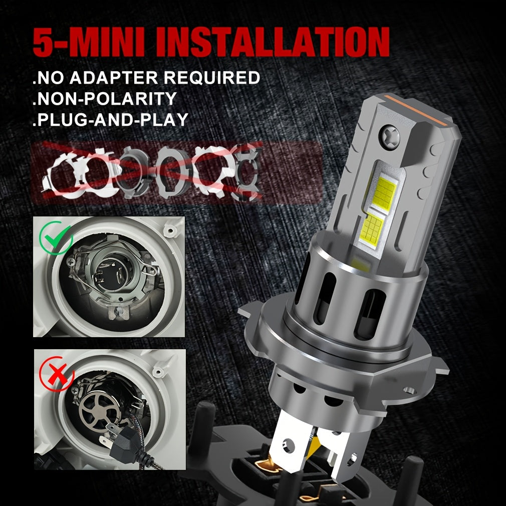 XSTORM 2Pcs H4 LED Headlight Bulbs Canbus High/Low Beam Car Light 100W 30000LM 6500K Plug-and-Play
