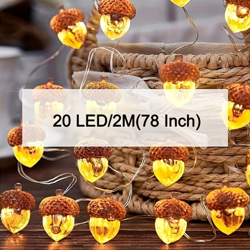 1入 10LED/20LED 可愛堅果造型燈串，迷人童話燈，非常適合居家照明、聖誕樹、萬聖節和感恩節派個裝飾。電池供電（不含電池）