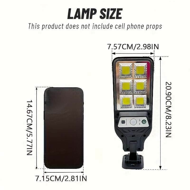 1/2/4 Pack Solar Street Light with Motion Sensor, Designed for Wall Mounting, Suitable for Commercial Streets and Area Lighting, Outdoor 6 COB LED Solar Light with 3 Lighting Modes, Perfect for Floodlighting