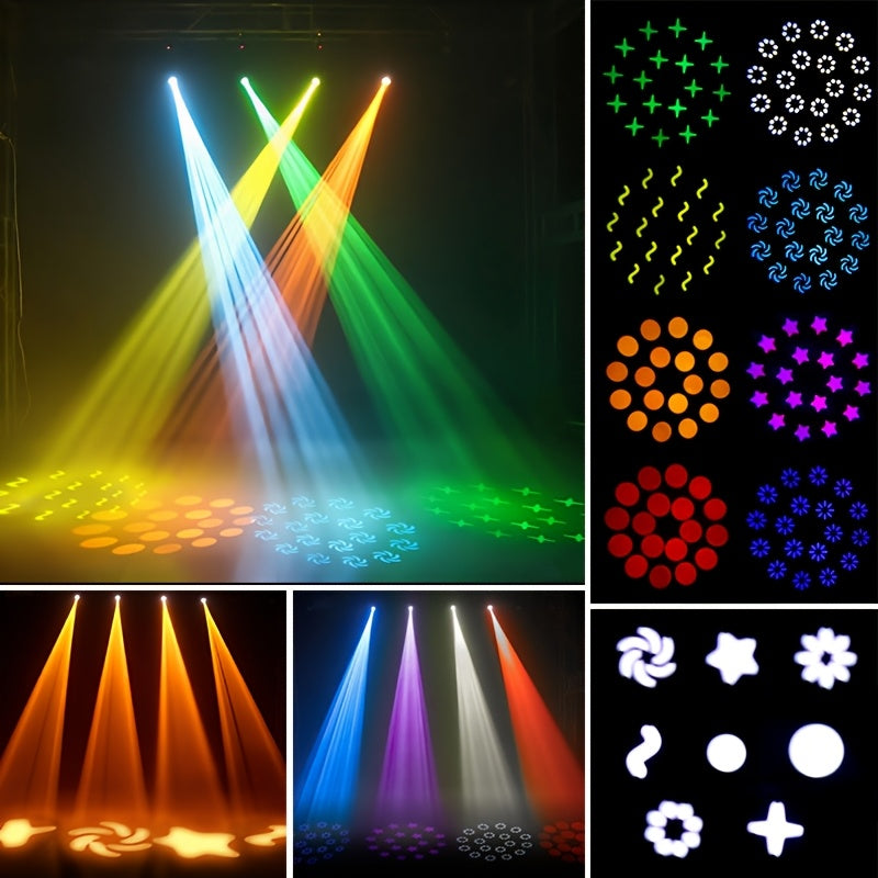 120W beam light, DJ lights, black moving head light, DJ lighting, moving head light, spotlight, LED stage light - LED DMX512 control, with 8 colors and 8 gobo patterns, 18-facet prism, voice/sound activation, aluminum alloy housing