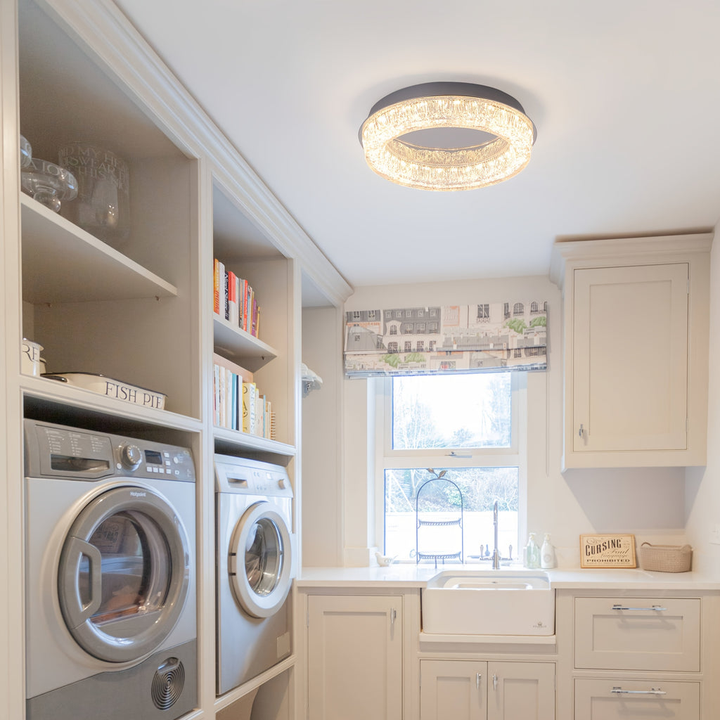 Gainid recessed ceiling light 12.2-inch modern LED ceiling light, round LED fixture with acrylic lampshade, suitable for bedroom, kitchen, foyer, hallway, entryway, chrome material, 3000K color temperature
