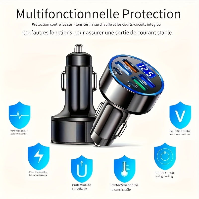 Set of 2 PD Chargers with USB Cable | Dual PD And Four USB Car Charger | Rapid Charging PD QC3.0, 60% Charge in Half an Hour - Universal Fast Charging for Different Devices | Contemporary Charging Hub | Sturdy Car Charging Station