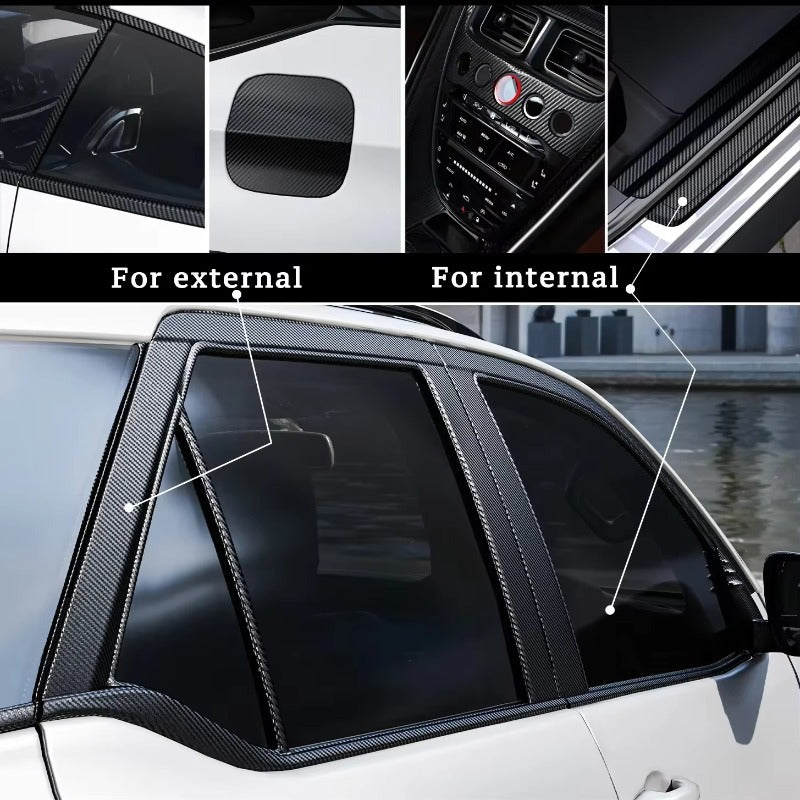 2片装3D碳纤维纳米贴膜 - 防水耐刮保险杠及门槛保护贴，黑色款，时尚汽车配件，现代车内饰，耐用胶膜，抗刮材质，车迷优选，车主必备