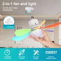 White LED Ceiling Fan Light with 3 Adjustable Speeds and Remote Control, 16.5 Inch / 20.5 Inch Fan Lighting Fixture, 30W / 40W Dimmable Color Changing Fan Light, Hardwired, 100V-240V Working Voltage, Color and Wood Grain Optional