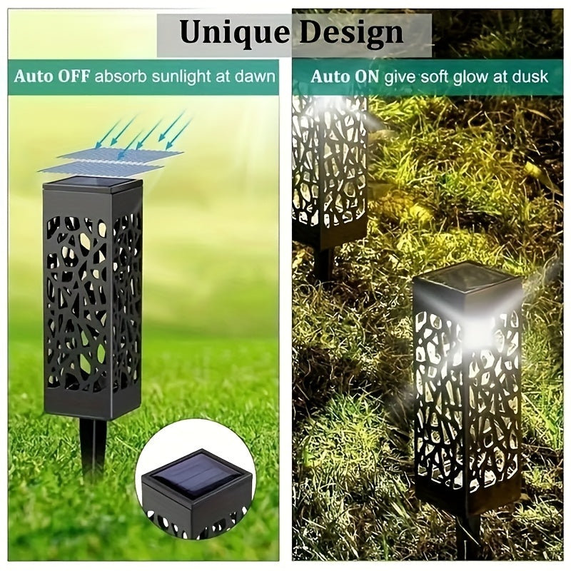 6-Piece Solar Street Light, Outdoor LED Garden Lawn Decorative Lighting, Automatic Night Lighting, Easy-to-Install Ground Insert Pole, IP44 Waterproof, Perfect for Courtyard, Patio and Landscape Decoration, Solar Outdoor Light