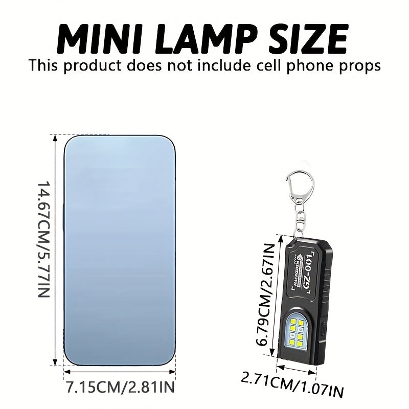1Pc Mini USB Rechargeable Hands-Free Flashlight, Small Keychain Light, Clip-On Headlamp, 5 Lighting Modes Multifunctional Emergency Lantern, Hanging Tent Light, Perfect for Travel, Camping and Fishing