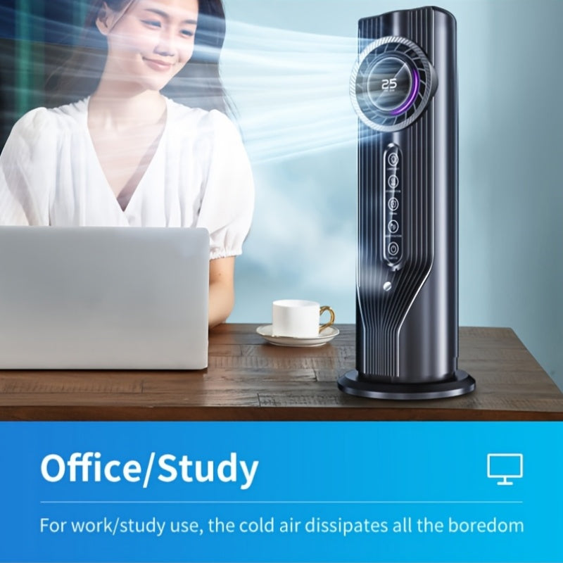 Feel Rapid Cooling in 3 Seconds! 6-Speed USB Portable Air Conditioner Humidifier Fan, Quiet Efficient Operation with 6-Hour Timer, Perfect for Home and Office Use