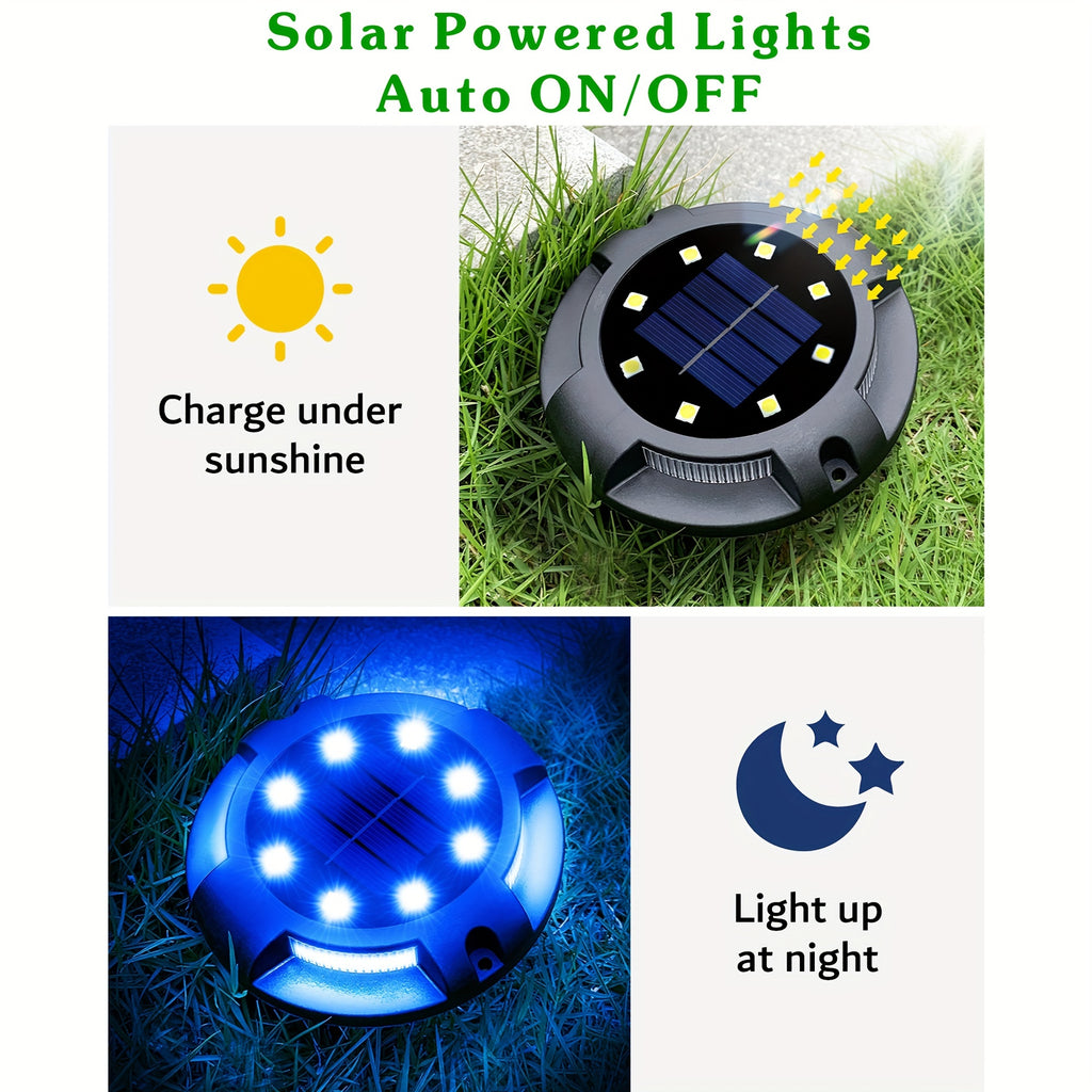 Blue Solar Outdoor Light Path Light 12-Pack, High Brightness Solar Ground Light Uplight Side Light, IP67 Waterproof Solar Deck Light, Suitable for Halloween Decoration