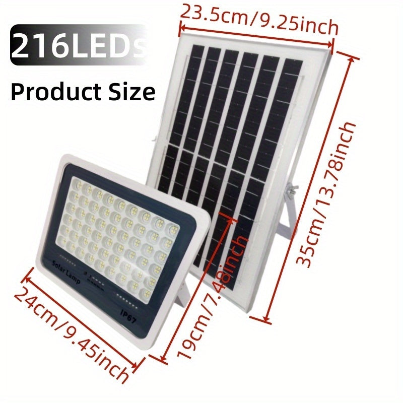 Solar Garage Light for Illumination, Wall Mount Light, Street Light, Flood and Search Light, Emergency Light - IP67 Rating, Remote Control Included, 177-Inch Cable, Perfect for Garden, Path, Courtyard and Hallway