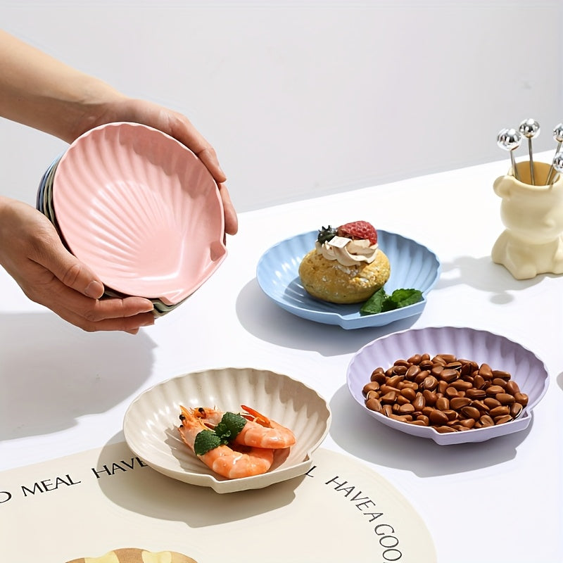 10Pcs, Shell-Shaped Plates, Multi-Purpose, Lightweight Unbreakable, Food Tray for Fruit, Salad, Dessert, Cake, Chips, Party, Outdoor Camping, Small Plates for Groups