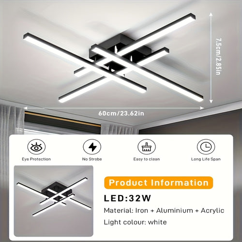 1pc - Modern LED Ceiling Light, 40W Dimmable with Remote Control Ceiling Light Black Recessed Pendant Light Suitable for Bedroom Study Kitchen Living Room 3 Colors 24 Inches