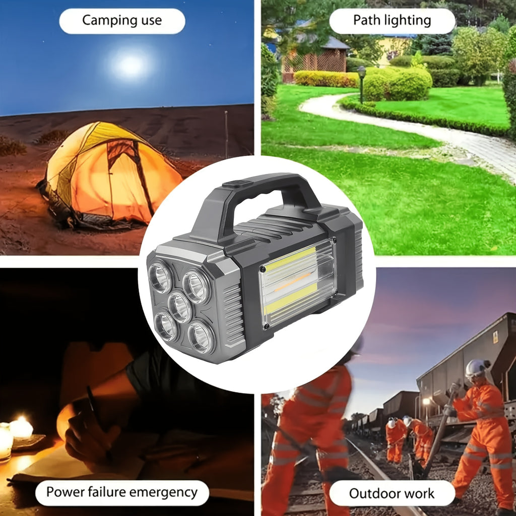 Camping Lantern, Rechargeable LED Light, Flashlight, 3 Light Sources, Solar Light with USB-C Fast Charging, Portable Camping Light, 6 Modes, High-Brightness Floodlight, Emergency Light
