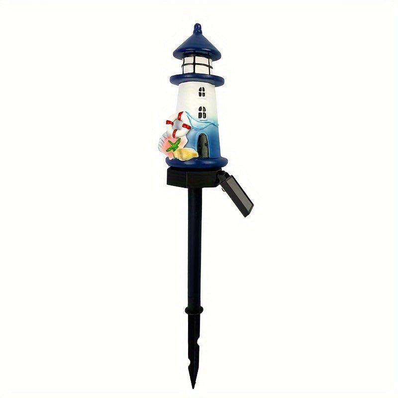 Solar Resin Lighthouse LED Outdoor Lighting Decorative Landscape Light Solar Garden Light Lawn Light Perfect for Courtyard Garden Lawn Festival Decoration