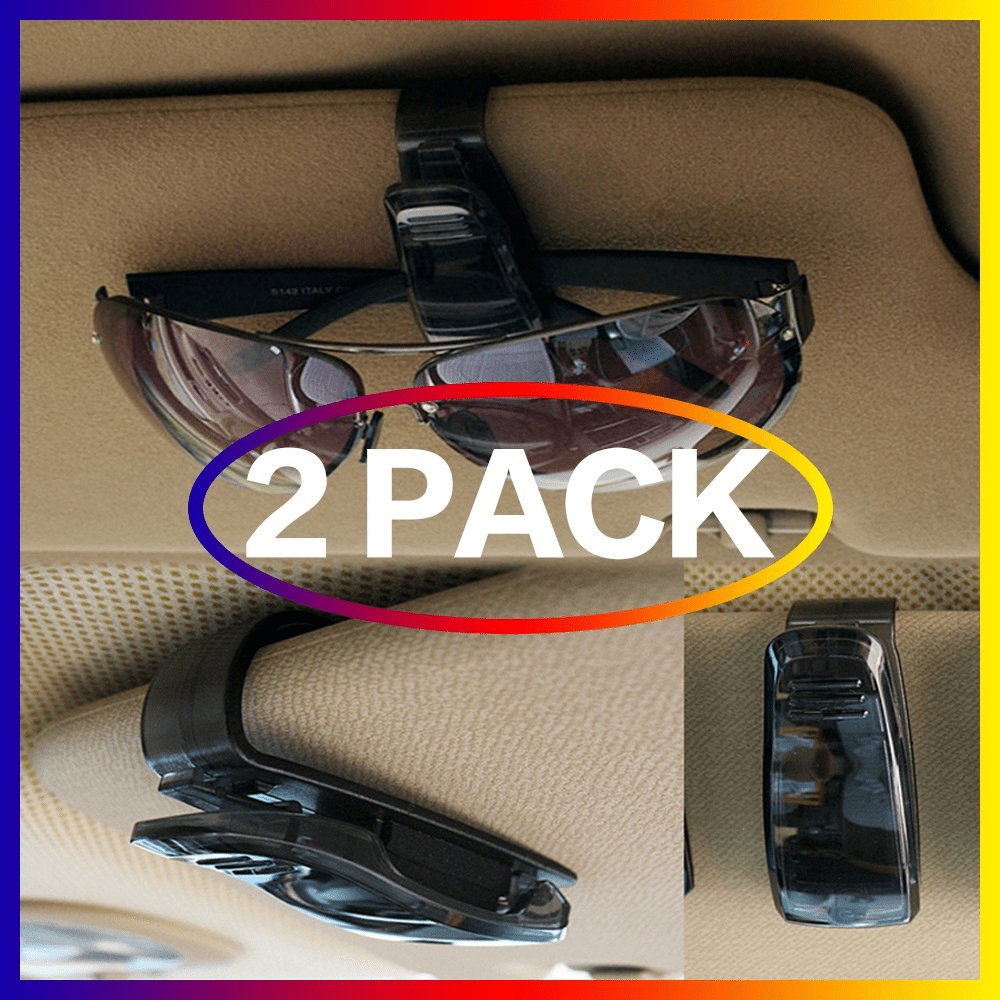 2pcs Universal Car Sun Visor Sunglasses & Ticket Card Clip Storage Organizer – Vehicle Auto Accessory