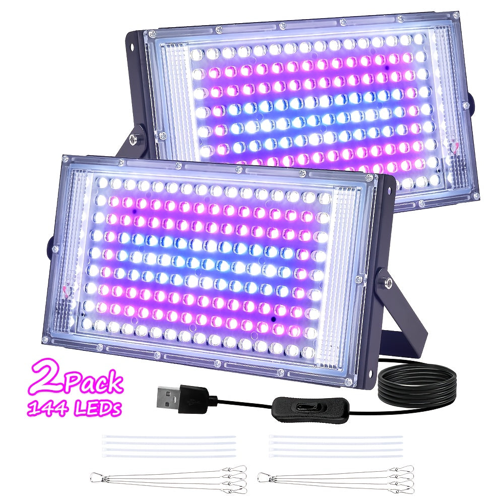 Available in 1/2/3-Pack, Equipped with 144 LED Beads, Full Spectrum Light for Plant Growth, 5V USB Plug, Hanging Grow Light with On/Off Switch, Ideal for Indoor Plants at Growth and Flowering Stages