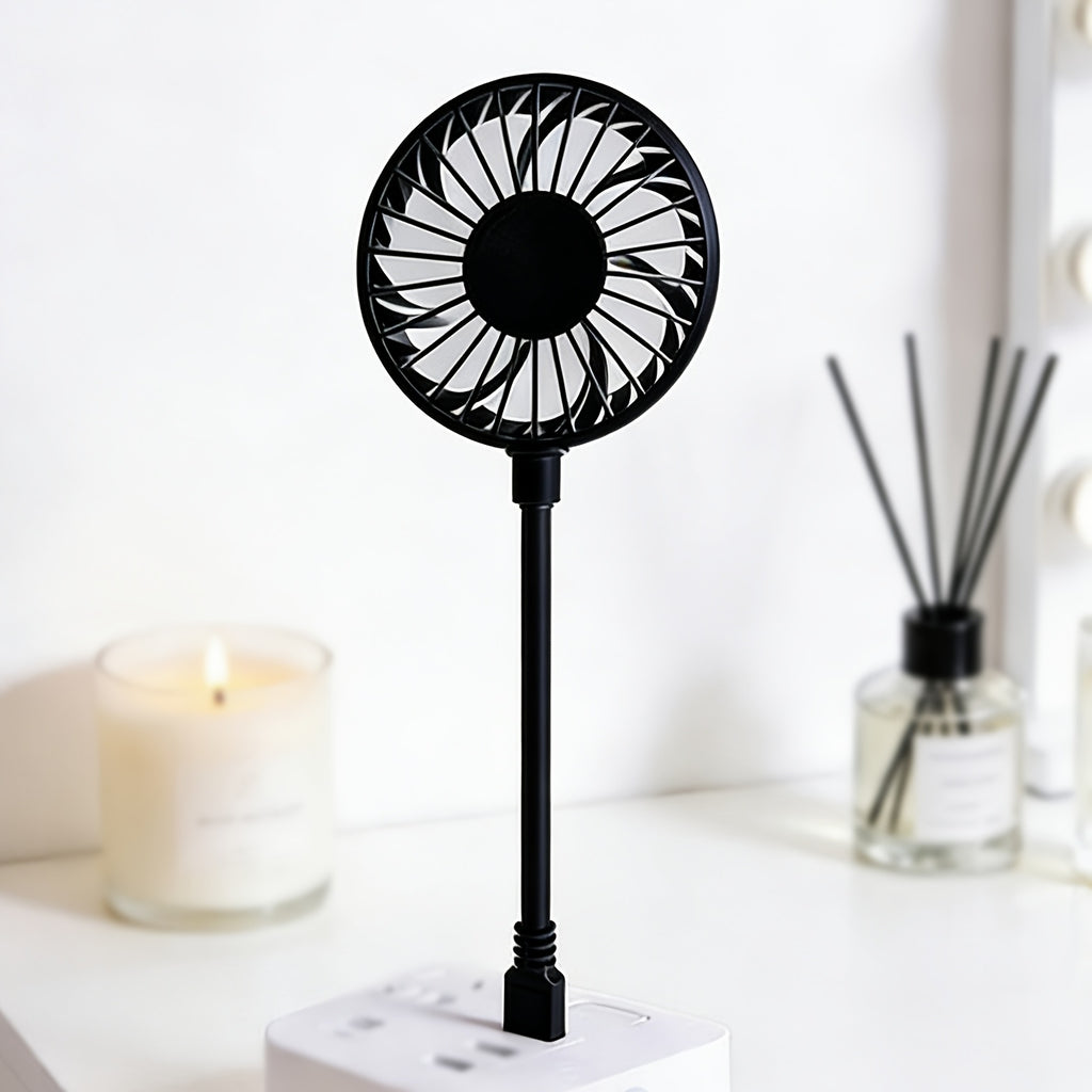 Nordic Style Black Hose Desktop Fan, 3-Speed Quiet Mini Fan, Portable Cooling Fan for Office Dorm Desk Home Use