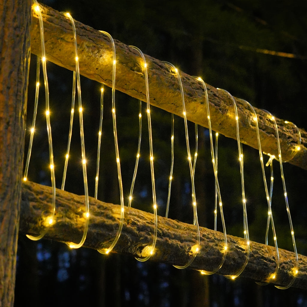 Solar garden tube light, outdoor decorative smart light string, 12 flashing modes fairy light, light-sensing on/off, PVC material, suitable for courtyards, fences, patios, camping, parties, holiday decorations - warm white / white / multicolor