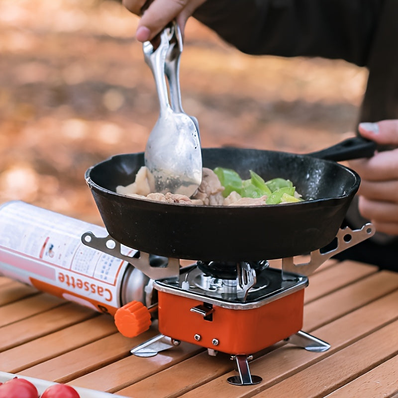 Portable Backpacking Camping Stove with Piezo Ignition, Windproof Design & Stable Base, Ideal for Outdoor Hiking and Picnic/