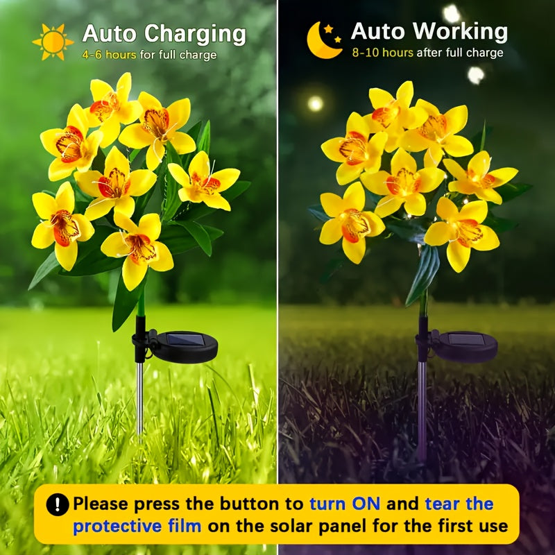 1/2 Piece Solar 7 Orchid Lawn Light Outdoor Waterproof Decorative Courtyard High-Brightness Garden Corridor Ground Insert Lawn Light Outdoor Solar Light Outdoor Lawn Light