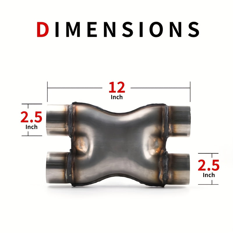 Exhaust Tip | 2.5*2.5*12 Inch | Unpolished | X-Type Weld | Single Layer