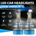 2 Pcs LED Car Headlights 200W 59000LM Super Bright White Turbo Fan Copper Tube No Black Spots Plug-and-Play Easy Installation 300m Lighting Range Fits Most Car Models, No Battery Included