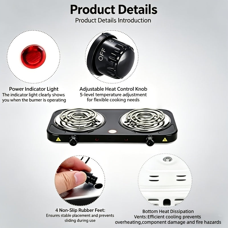 Portable Electric Stove, Desktop Electric Cooktop, Adjustable Knob Temperature Control, Perfect for Heating Milk & Coffee, Ideal for Home, Office, Dormitory & Camping Cooking. Electric Charcoal Stove, Heater