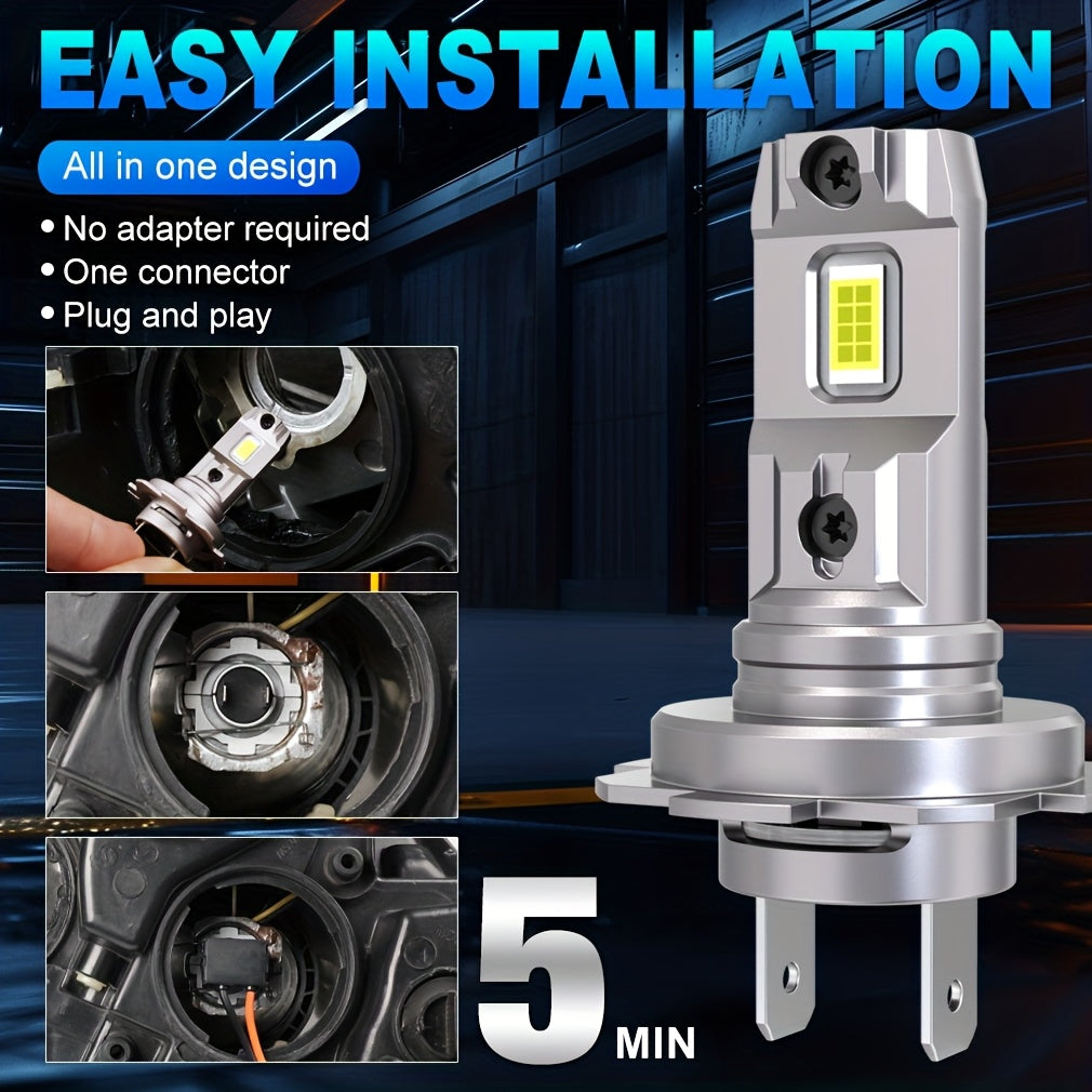 2Pcs H7 LED Car Headlight Bulbs Canbus Bulb LED Car Bulb High/Low Beam Super Bright White 6500K 9V-24V