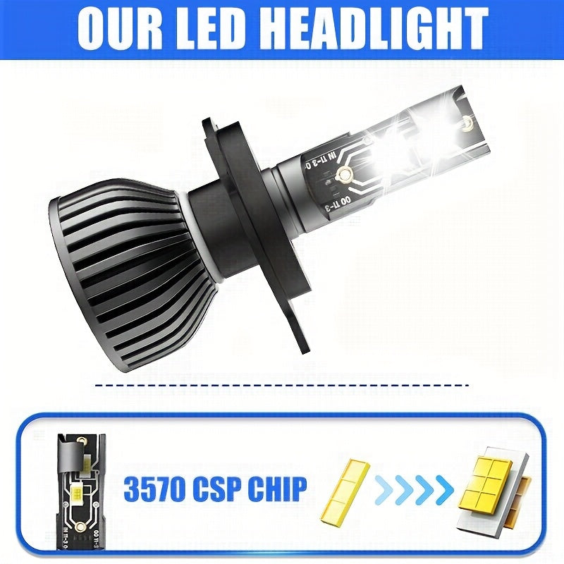 2-Pack H11 H4 H7 H1 LED Light Kit, Fog Light Kit, 6500K White Light, Air-Cooled Heat Dissipation, Easy Installation, 600% Brightness