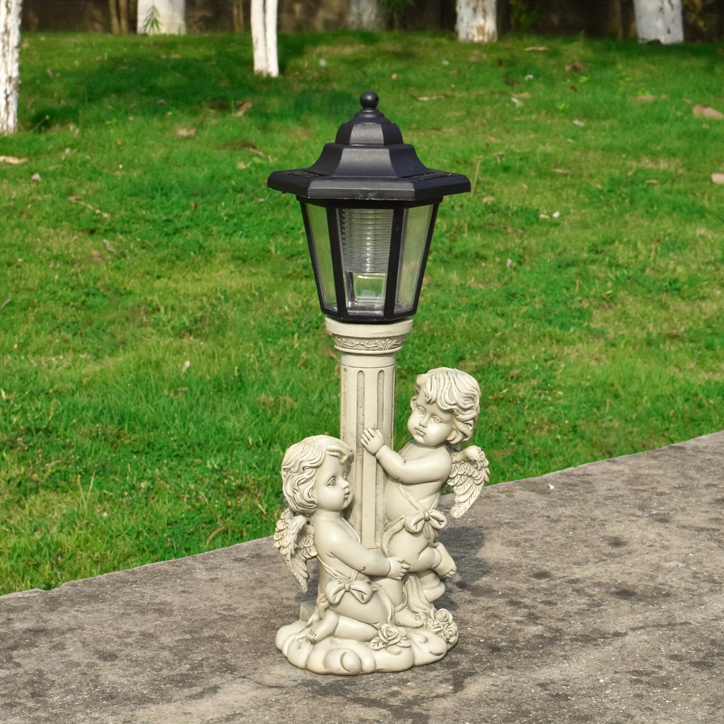 Resin Classical Figure Solar Outdoor Light Statue Ornament, Creative Resin Sculpture, Christmas Home Decoration, Path Corridor Ambient Light, Garden Courtyard Villa Warm Night Light, Unique Birthday/Holiday Gift