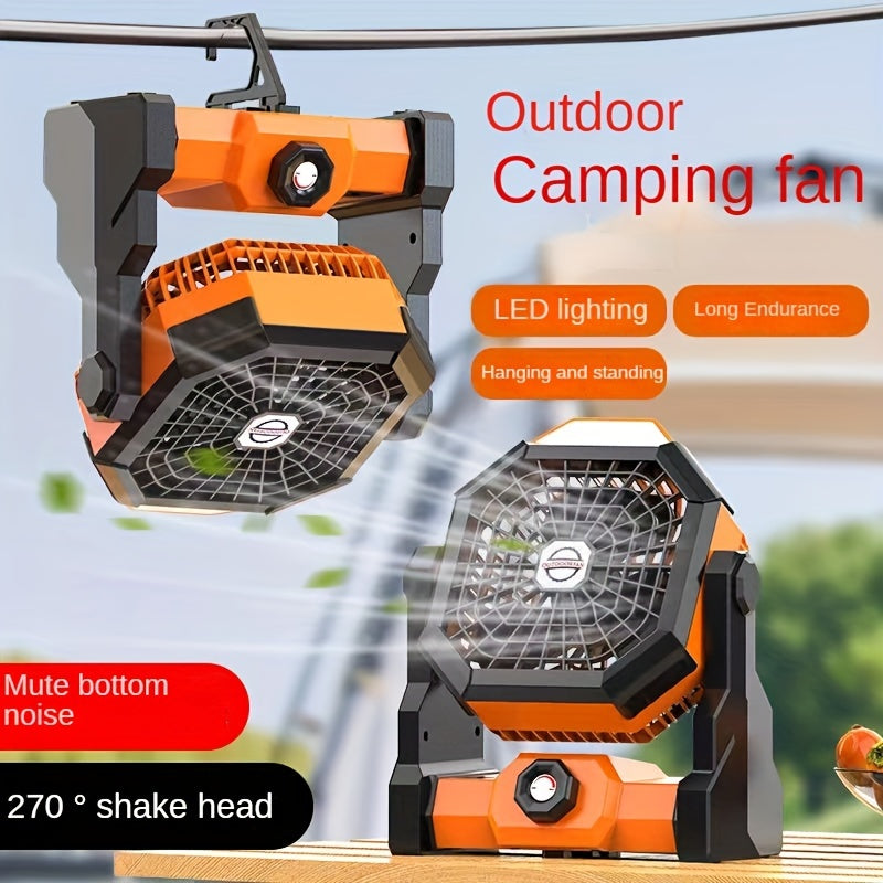 New Arrival Popular Outdoor Autumn Camping Fan, LED Light Fan with Adjustable Brightness, Portable Hanging Fan for Camping Tent Picnic Party Car Pet Kennel, USB Rechargeable Large Capacity Long Lasting Battery, Ideal Practical Festival Gift