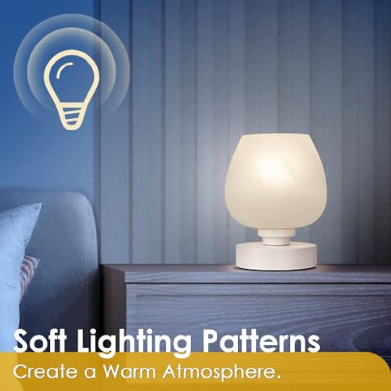 Touch bedside lamp - modern small bedroom bedside lamp, 3-level dimmable table lamp, with white opal glass lampshade, night light for room decoration, minimalist design gift, warm white bulb included