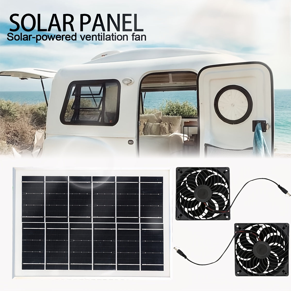Solar Powered Ventilation Fan, Equipped with Solar Panel and Vent Exhaust System, Battery-Free Operation, Ideal Ventilation Device, Perfect for Chicken Coop, Greenhouse, Shed and Pet House